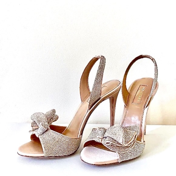 AQUAZZURA Cherry Crystal Embellished Slingback Sandals Size US8 - Picture 10 of 16